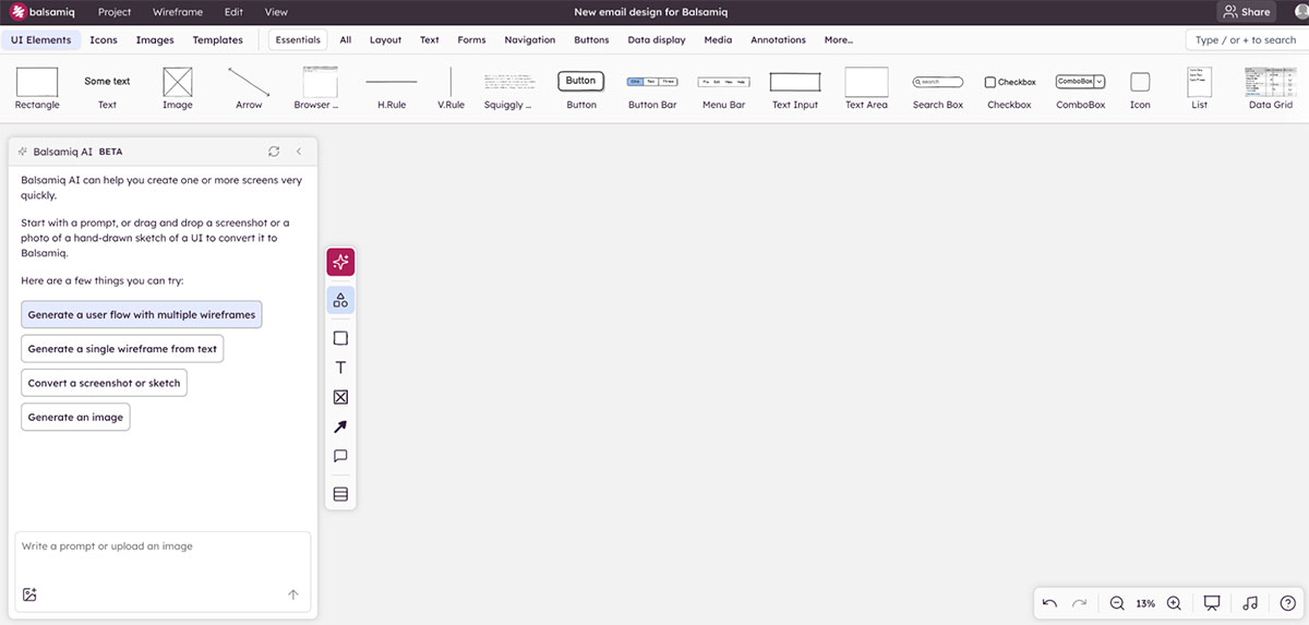 Balsamiq AI chatbox