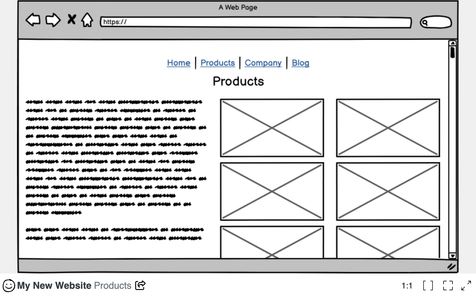 Embedded wireframe displayed in viewer with zoom and full screen controls, using Balsamiq Embed
