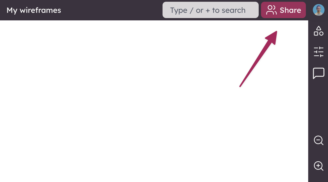 Screenshot of Sharing Settings panel button, to display a list of users and their permissions on that particular project.