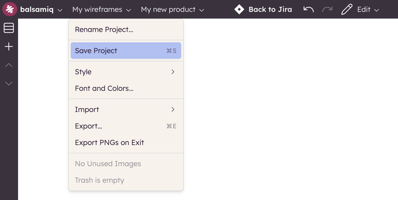 Save Project to publish your latest changes from the editor to the shared Jira issue.