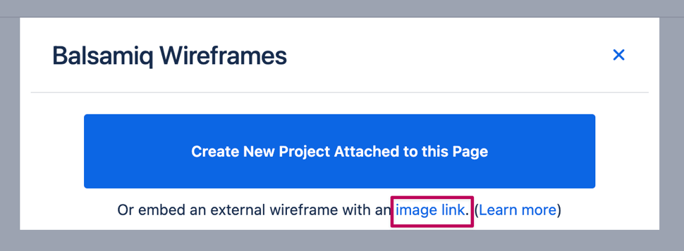 Use an image link in Confluence to embed a live-updating Balsamiq wireframe on a page
