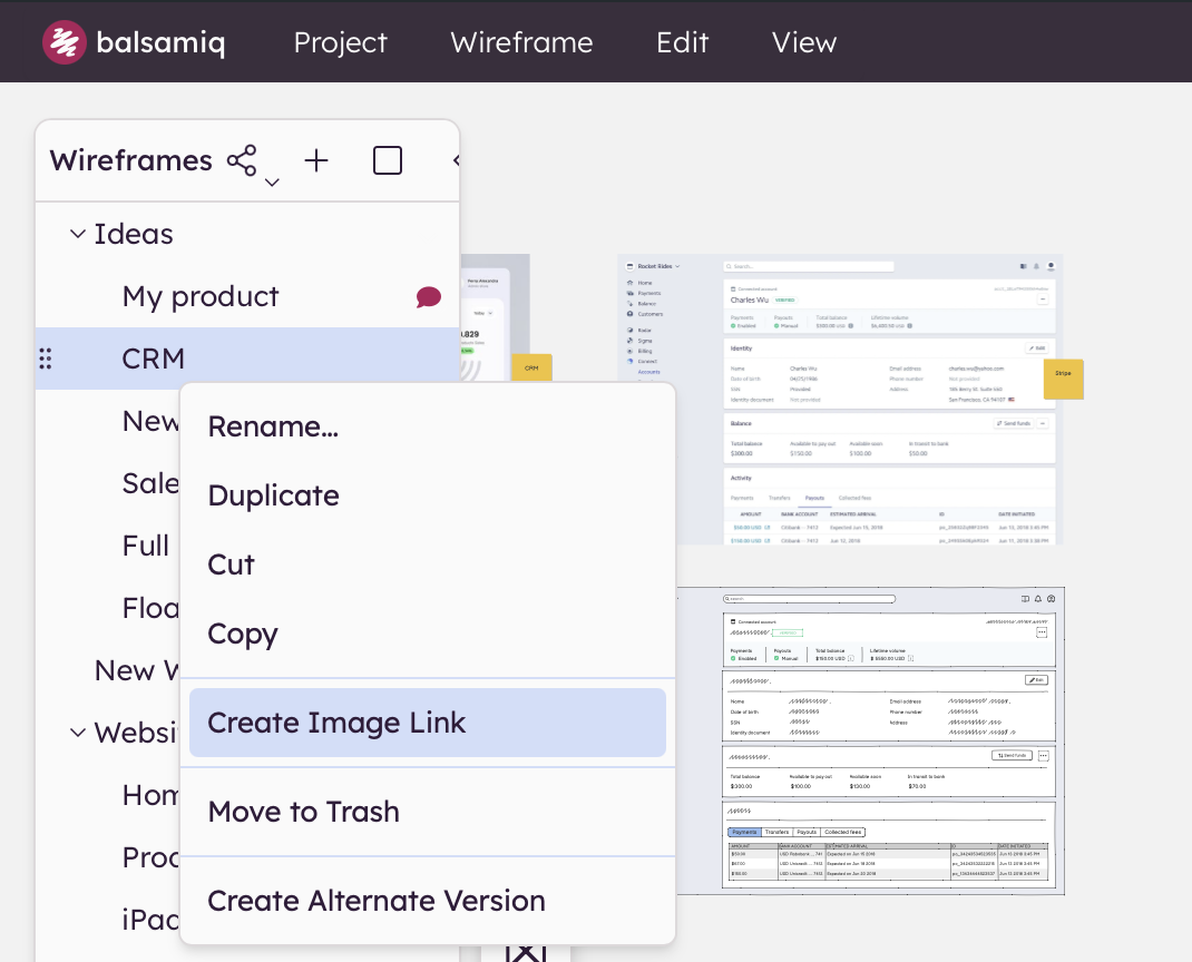 Select 'Create Image Link' from the board's context menu to generate a shareable image URL