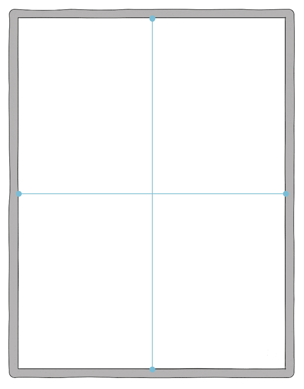 Rectangle aligned to iPad viewport using horizontal and vertical guides.