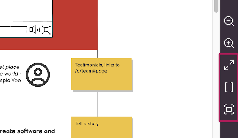 Use presentation zoom options to prepare wireframes for a clean, distraction-free walkthrough.