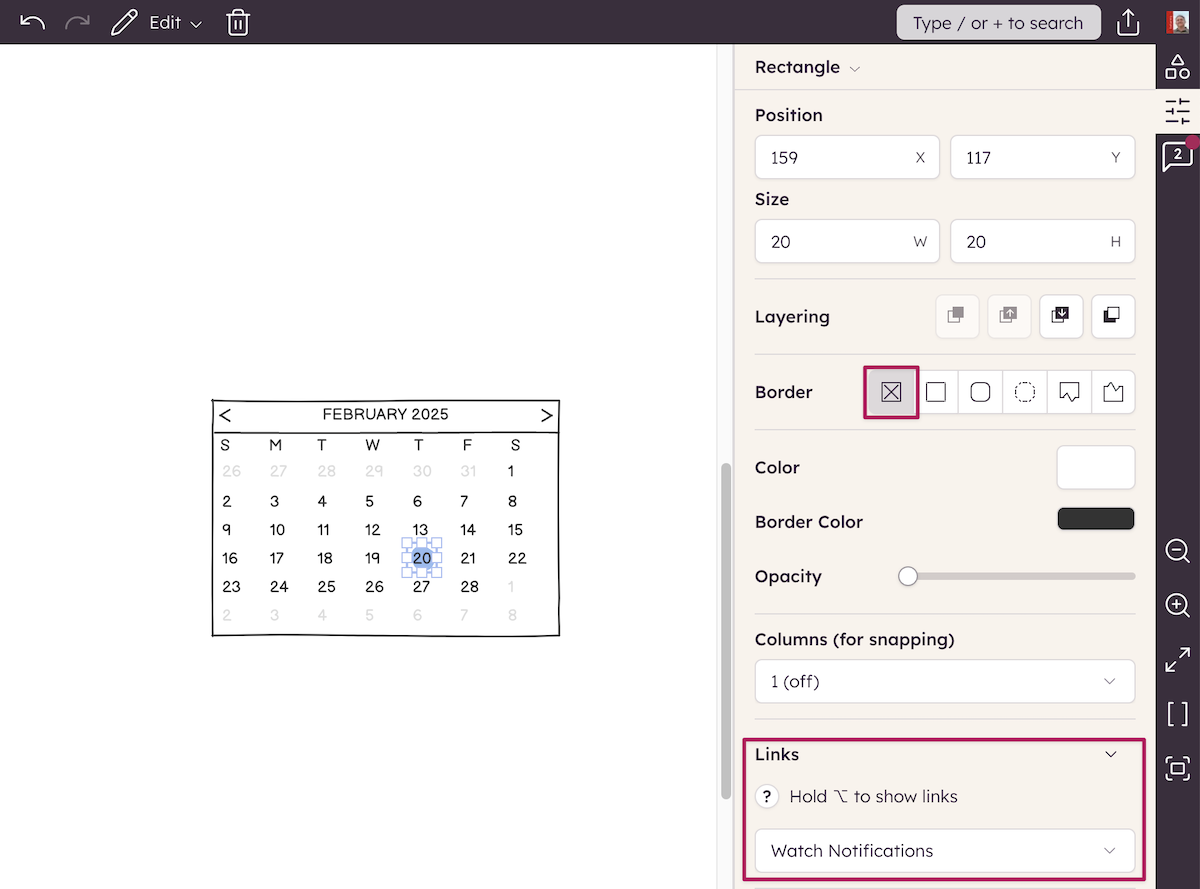Calendar control with transparent rectangle overlay, showing how to add a link to non-linkable controls.