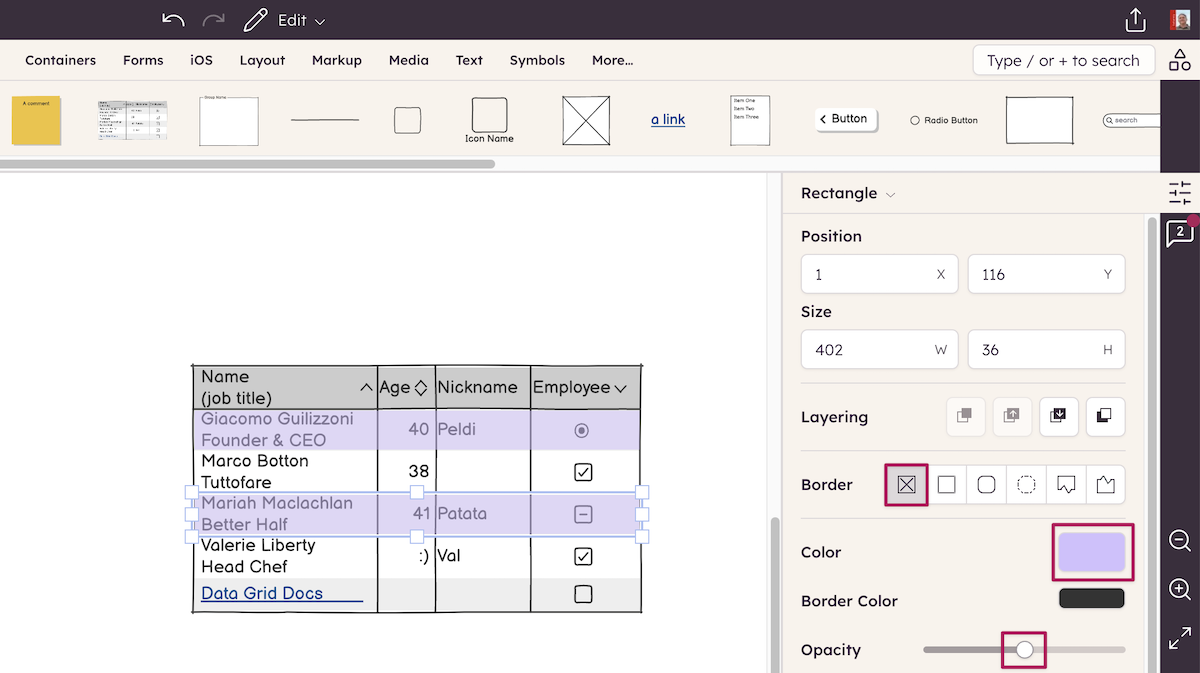 Overlay semi-transparent rectangles on rows to simulate multiple selections in a list