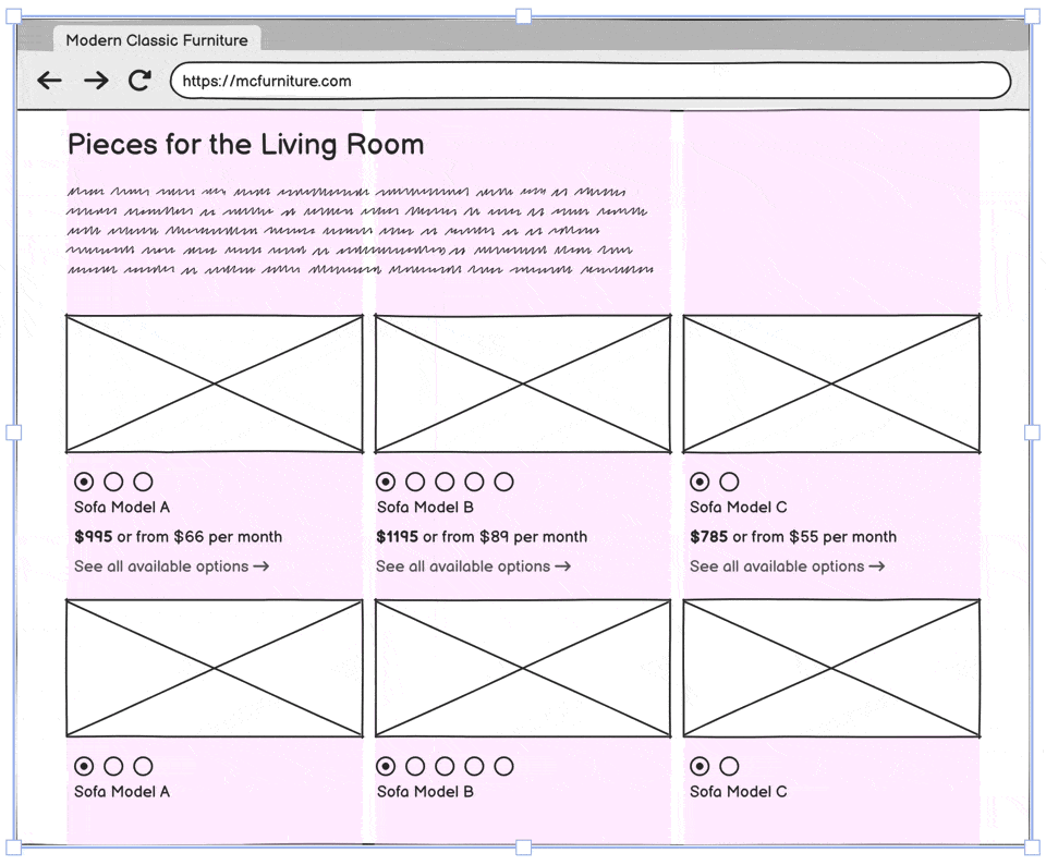 Align product listings into columns using container controls for clean, consistent layouts